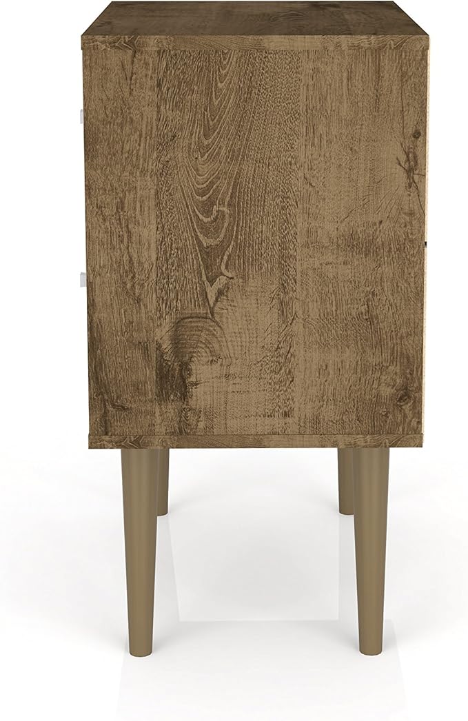 Manhattan Comfort Liberty Mid Century Modern Nightstand with Drawers, Bedside Table for Bedroom and Living Room, Night Stand Accent Decor, Easy Assembly, Brown/Brown
