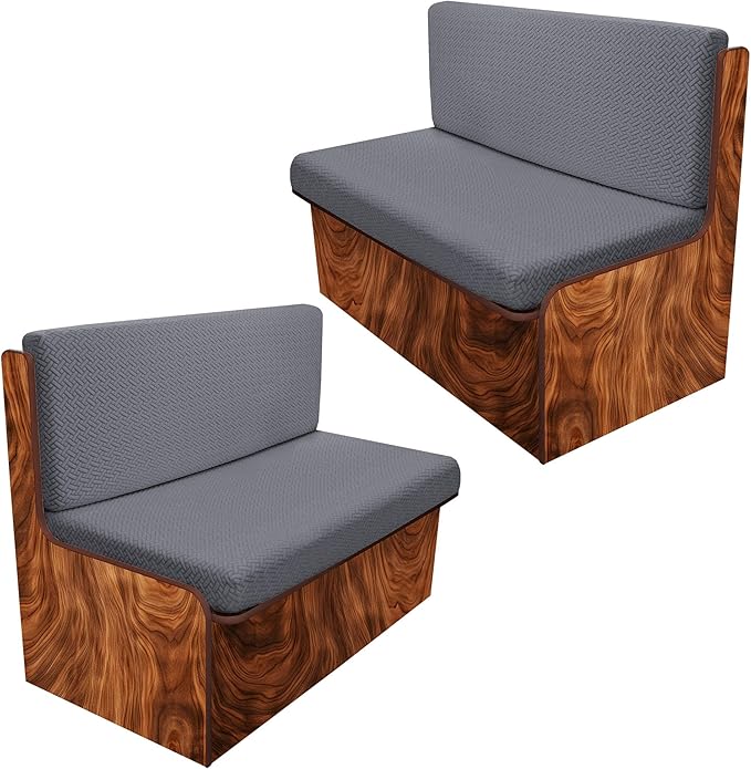 Rv Dinette Cushion Covers,Jacquard Stretchable Camper Cushion Cover,RV Cushion Slipcover,Rv Couch Cover Replacement for RV Camper Car Bench,2 Backrest Covers and 2 Bench Covers (Twill,Grey)