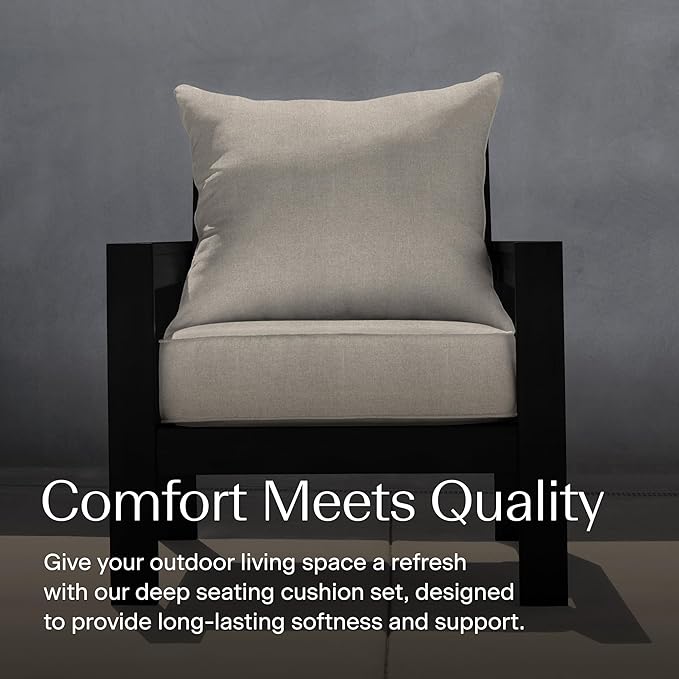 Honeycomb Outdoor Deep Seat, 24 x 23, Solarvie Taupe Chair Cushion for Patio Furniture