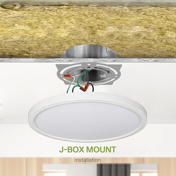 ASD LED 12" Round Flush Mount Ceiling Light Fixture, Low Profile Surface Lighting | 5CCT, Dimmable, Ultra-Thin, ETL Listed | 24W 2000LM 2700-6000K 100-277V | Kitchen, Bedroom, Hallway Lamp | White