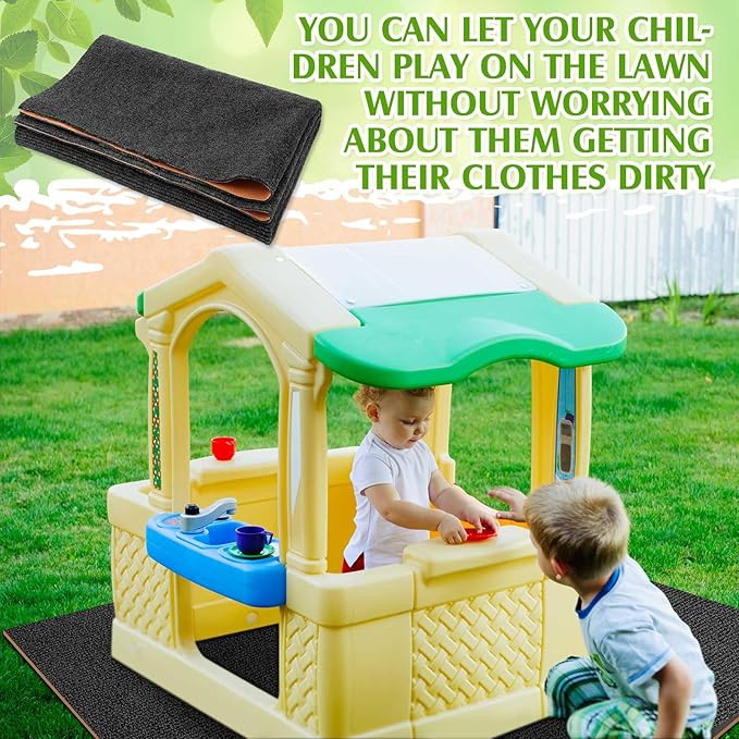 Nuanchu Outdoor Playhouse Mat Washable 55''x 53'' Large Waterproof Activity Rug Durable Polyester with Non Slip TPR Bottom Portable Game House Play Mat Playhouse Accessories for Kids Home Garden Patio