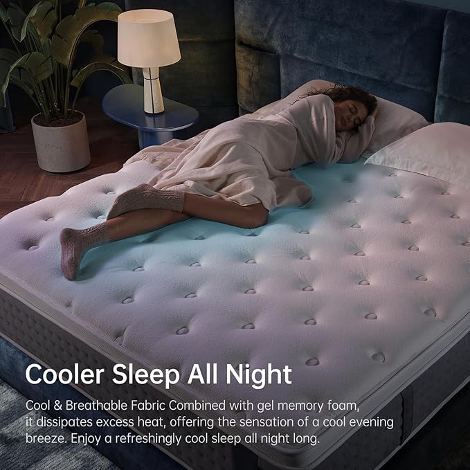 Queen Size Mattress 12 Inch, Medium Firm Hybrid with Memory Foam& Individually Wrapped Pocket Coils for Support,CertiPUR-US Certified,Fiberglass-Free