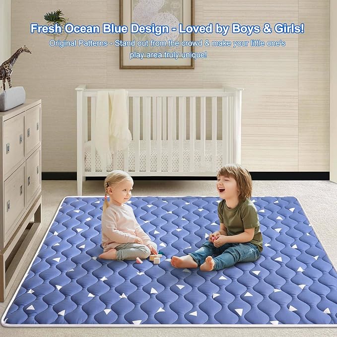 Lilyvibebearhappy Premium Foam Baby Play Mat 79" X 71", Extra Large Soft Thicker Activity Playmats for Babies, Toddlers, Infants, Play & Tummy Time, Foldable & Machine Washable Baby Crawling Mat