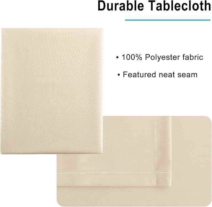 Hiasan Small Tablecloth for Square Tables - Waterproof and Spillproof Washable Fabric Table Cloth for Dining Room Kitchen Party (Beige, 40 x 40 Inch)