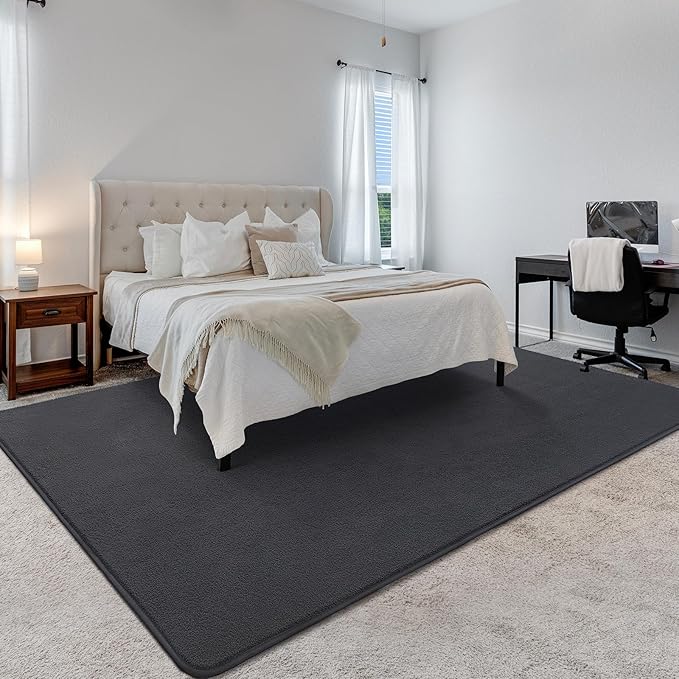 Soft Rugs for Living Room 4x6 Dark Grey, Minimalist Area Rug for Bedroom Nursery Dining Table Dorm, Throw Rugs for Men Boys Girls Kids Room Indoor Floor Carpets