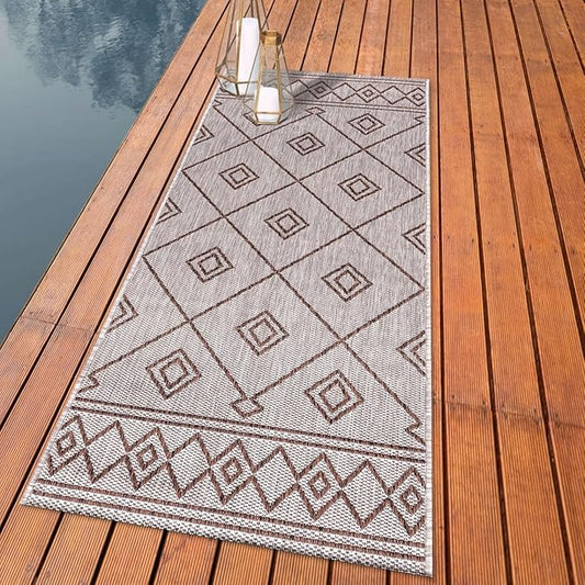 Keen Home Design Terrace Outdoor Runner Rug - 2x12 Washable Indoor/Outdoor Rug for Patio, Kitchen, Balcony, Beach, Garden, Deck and Porch, Size: 2'2"x11'10"