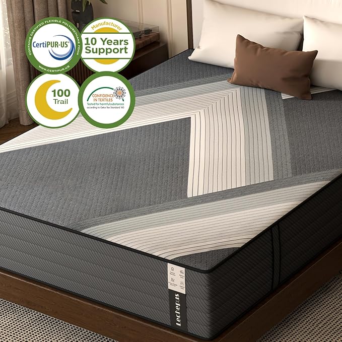 King Mattress, 10 Inch Medium Firm Hybrid Mattress in a Box, Supportive Memory Foam and Pocket Coil King Size for Back Support,Pressure Relife, Motion Isolation, No Fiberglass