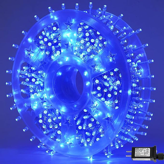 QITONG 500 LED String Lights Clear Wire Blue Led