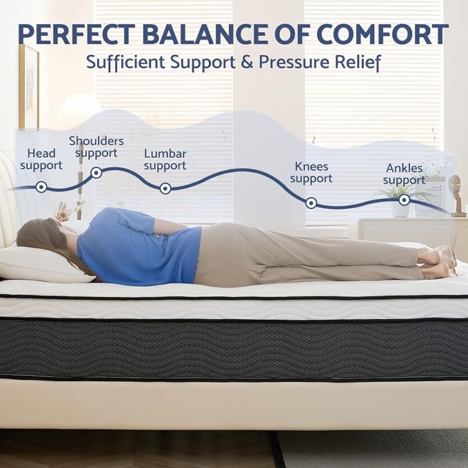 King Mattress, 14 Inch King Size Mattress in a Box, Hybrid Mattresses for Pressure Relief, Pocket Springs Mattresses, Firm