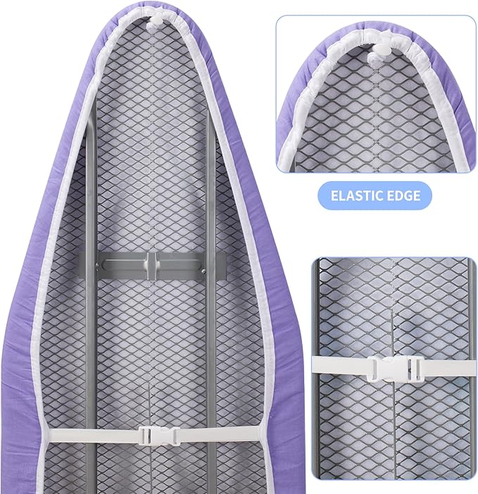 BNDX 18"x49" Ironing Board Cover for Homemakers – Lavender, Thick Padding with Bongee Cord & Buckle Straps, Durable, Scorch & Stain Resistant, Easy to Install