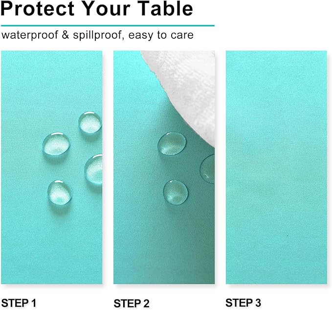 Hiasan Light Blue Rectangle Tablecloth - Waterproof and Spillproof Washable Fabric Table Cloth for Dining Room Kitchen Party and Outdoor, 60 x 84 Inch