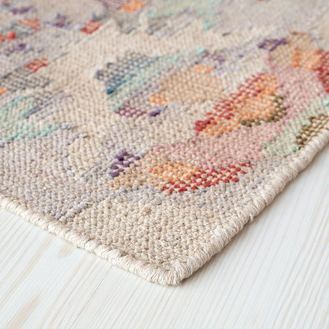 Dash and Albert Chapel Hill Cotton Area Rug - 2.5' x 8' Runner Multicolor Geometric Hand Loom Knotted Accent Rug - Durable, Low Pile, High Traffic Friendly
