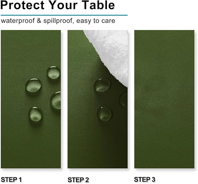 Hiasan Tablecloth for Rectangle Tables - Waterproof and Spillproof Washable Fabric Table Cloth for Dining Room Kitchen Party, 60 x 120 Inch, Olive Green