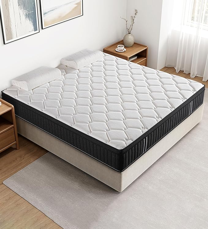 Full Size Mattress,12 Inch Hybrid Full Mattress in a Box with Memory Foam & Individual Pocket Spring for Edge Support,Pressure Relief,Medium Firm.