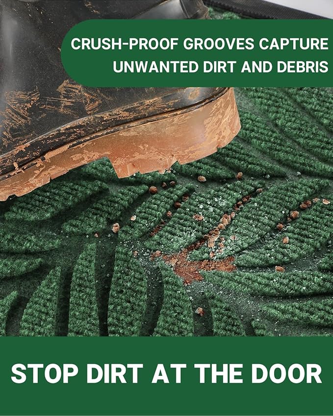 Yimobra Front Door Mat Outdoor Indoor, 47x32 All-Season Waterproof Welcome Mat, All-Weather Outside Entrance Mat, Non-Slip Patio Porch Doormat, Low Profile, Fade Resistant, Green