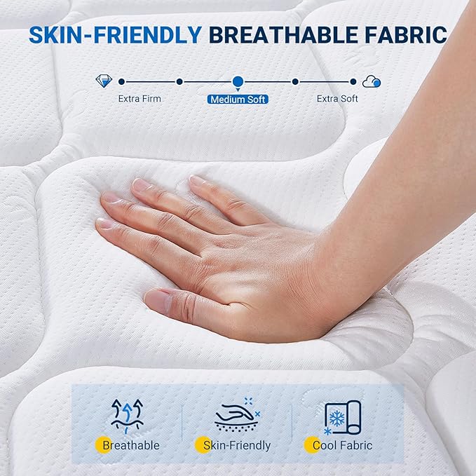 Avenco Queen Mattress, 12 Inch Queen Mattresses in a Box, Hybrid Queen Size Mattresses with Comfort Foam and Pocket Coils for Pressure Relief & Motion Isolation