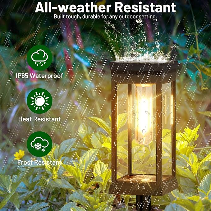 BesLowe 【Upgraded】 Solar Pathway Lights Outdoor, 8-Pack Large LED Solar Light Outdoor Waterproof, Super Bright Outside Lights for Yard, Sun-Powered Landscape Lighting for Garden Walkway, Warm White