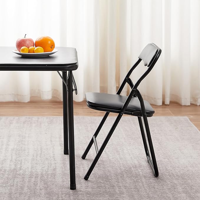 VECELO Kids Folding Activity Card Table, with Ultra Soft Padded Tabletop, 1 Piece, Solid Black