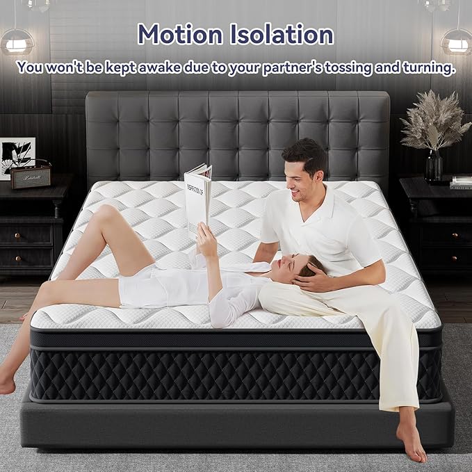 12 Inch Twin Mattress,Memory Foam Hybrid Mattress in a Box,Individually Pocketed Springs for Isolate Motion, Pressure Relief, CertiPUR-US Certified, Fiberglass Free & Support Comfort