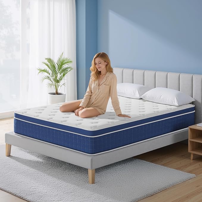 Full Size Mattress 12 Inch, Full Mattress in a Box, Hybrid Memory Foam Medium Firm Feel Individual Pocket Springs Matress, Breathable Fabric, Strong Edge Support, Fiberglass Free