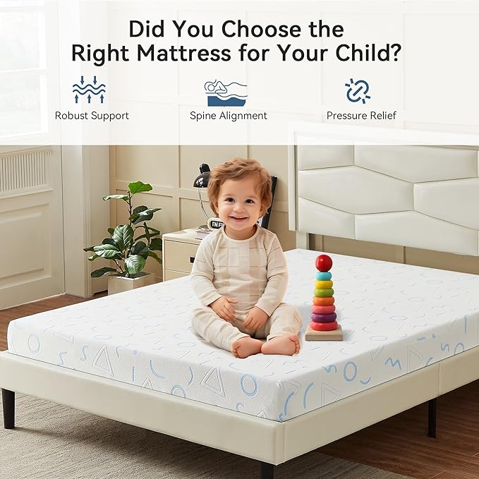 Twin Mattress 6 Inch for Kids, Gel Memory Foam Mattress for Cool Sleep, Medium Firm for Pressure Relief, Fiberglass-Free, Removable Washable Cover, Mattresses in a Box