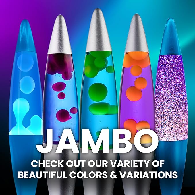 JAMBO 16" Beautiful Lamp- Blue with Yellow/Green Wax, Relaxing Liquid Light, Night Light Nightlight, Home Decor Living Room Office Bedroom Lamp for Adults Teens Kids, Magma Motion