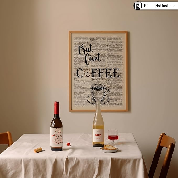Poster Master Dictionary Art Poster - But First Coffee Print - Cafe Art - Gift for Men, Women, Coffee Lovers & Barista - Funny Decor for Kitchen, Restaurant or Dining Room, 24x32 Unframed Wall Art