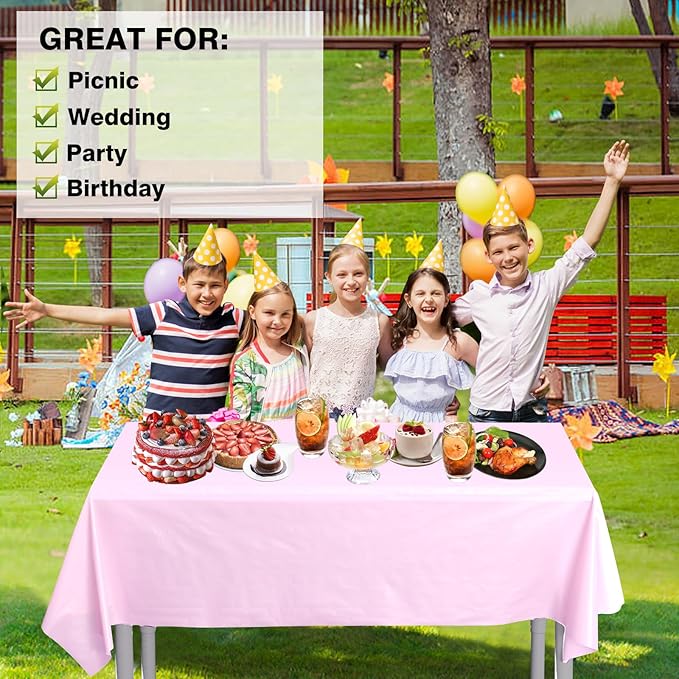 Craft And Party, 54 in x 300 feet Plastic Table Cover Roll for Party, Banquet, Picnic, Kids Activities for Any Size and Shape Table (Light Pink, 54" x 300ft)