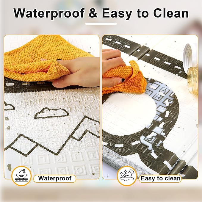 Foldable Baby Play Mat,47" x 47" Baby Playmat for Playpen,0.4 inch Thick Waterproof Anti-Slip Reversible Play Mat for Infant Crawling Baby for 50x50 Playpen