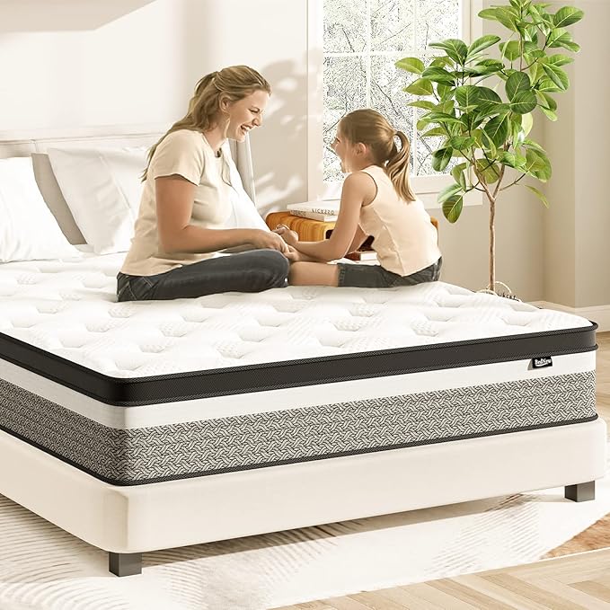 Twin Mattress in a Box, 10 inch Mattresses for Kids Bed, Hybrid Mattress Twin with Gel Memory Foam & Individual Pocket Springs, Pressure Relief & Motion Isolation, Medium Firm Mattresses