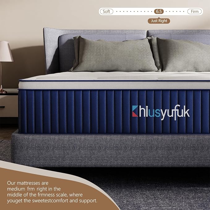 12 inch king size mattress in a box, Hybrid Mattress,Gel Memory Foam Individually Wrapped Pocket Coils Innerspring Pressure Relief,Soft,CertiPUR-US Certified,Fiberglass-Free, (12 Inch, King)