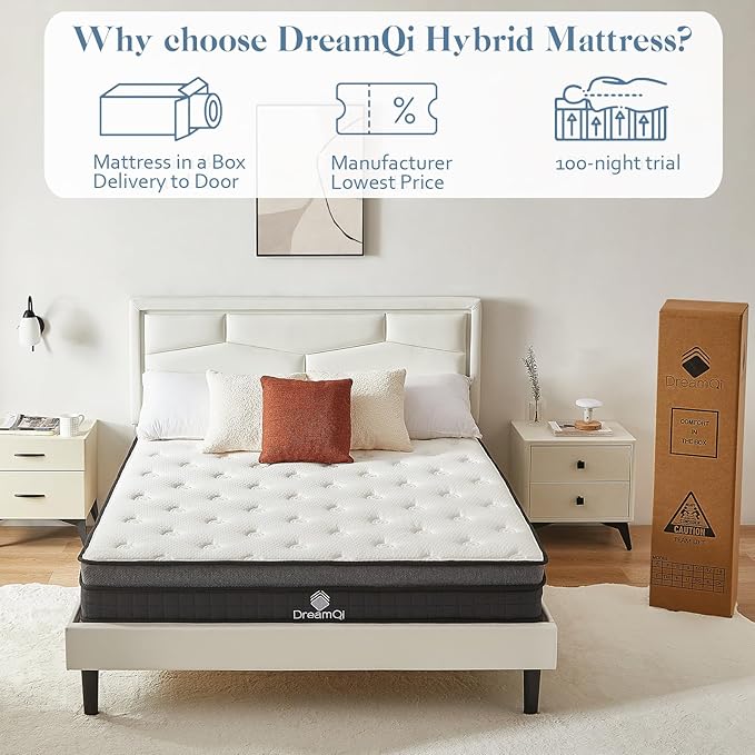 Twin Mattress,Twin Size Mattresses,Gel Memory Foam and Pocket Spring 8 Inch Hybrid Twin Mattress for Kids,Medium Firm,Breathable Comfort Soft Twin Bed Mattress in a Box,Pressure Relief