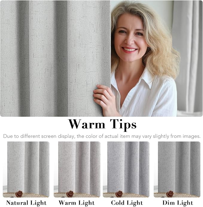 H.VERSAILTEX 100% Blackout Curtains for Bedroom Thermal Insulated Linen Textured Curtains Heat and Full Light Blocking Drapes Living Room Curtains 2 Panel Sets, Glacier Gray, 52x72 Inch