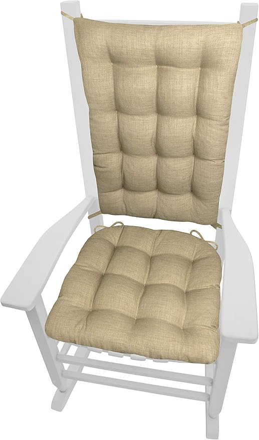Rave Sand Neutral Porch Rocker Cushion Set - Small - Indoor-Outdoor: Fade Resistant, Weatherproof - Latex Foam Filled Rocking Chair Seat Cushion & Backrest Pad Set - Solid Color