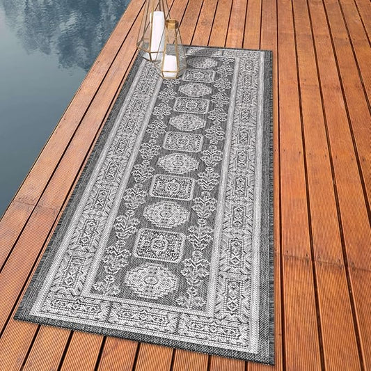Keen Home Design Terrace Outdoor Runner Rug - 2x10 Washable Indoor/Outdoor Rug for Patio, Kitchen, Balcony, Beach, Garden, Deck and Porch, Size: 2'2"x9'11"
