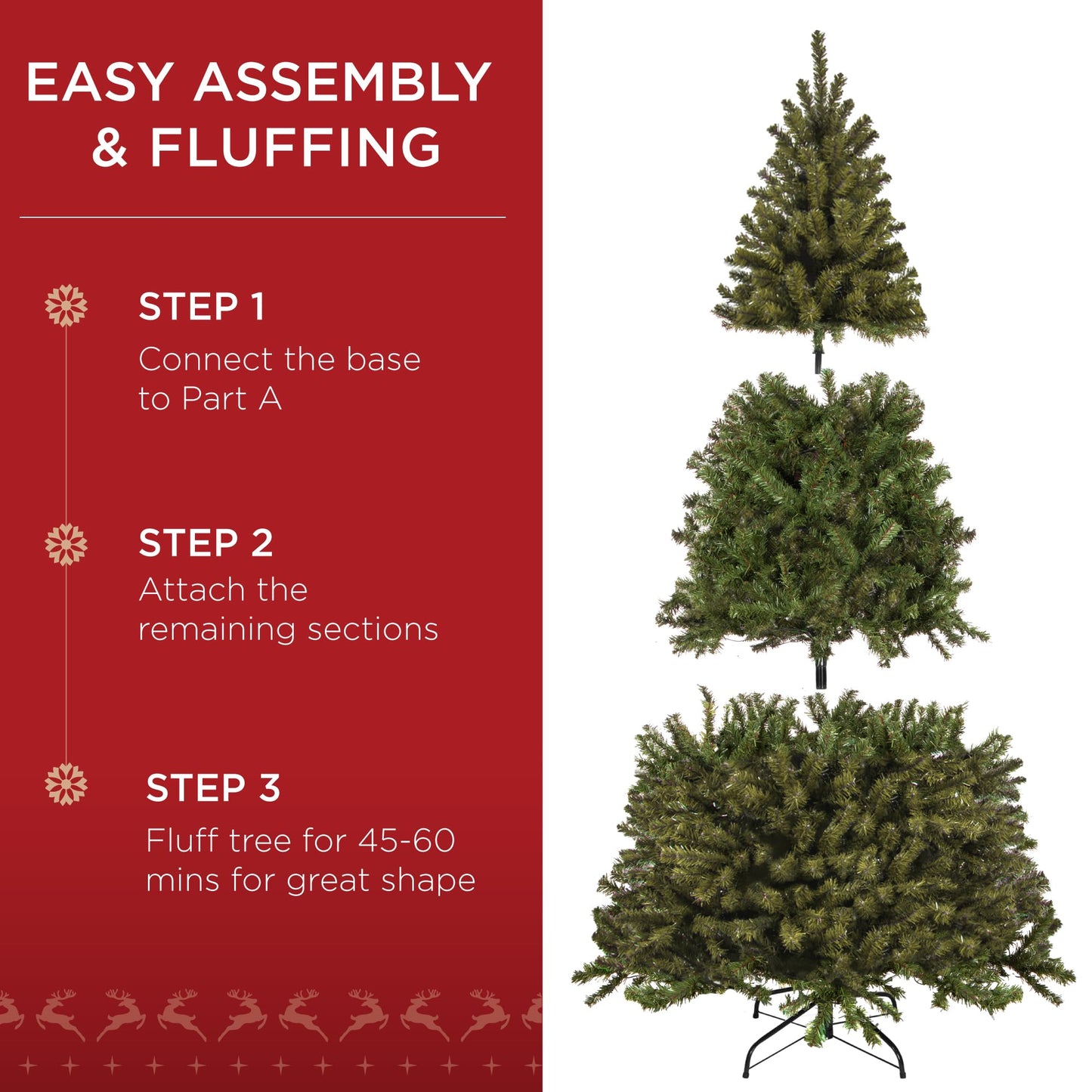 Best Choice Products Artificial Christmas Tree, 7.5ft Premium Pre-Lit Realistic Spruce Holiday Décor w/Dense Branches, Metal Base - Green Spruce