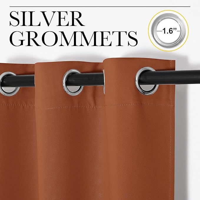 NICETOWN Halloween Burnt Orange Blackout Curtains for Sliding Door - 55 by 96, 2 Pieces, Blocking Out Sunlight Window Treatment Modern Design Grommet Curtain Panels for Dining Room