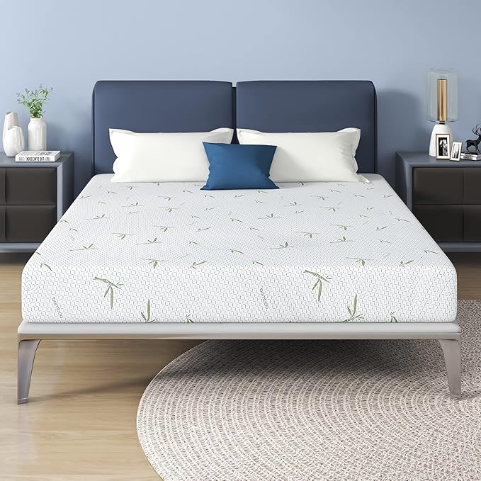 IULULU Full Mattress in a Box, 8 Inch Memory Foam Mattress with Breathable Bamboo Cover, Green Tea Full Size Mattress Made in USA for Cool Sleep, Medium Firm, CertiPUR-US Certified
