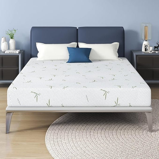 IULULU Full Mattress in a Box, 8 Inch Memory Foam Mattress with Breathable Bamboo Cover, Green Tea Full Size Mattress Made in USA for Cool Sleep, Medium Firm, CertiPUR-US Certified