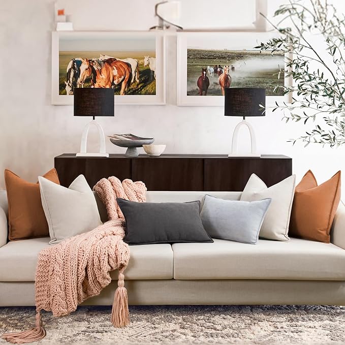 ZWJD Orange Pillow Covers 20x20 Set of 2 Chenille Throw Pillow Covers with Elegant Design Soft and Luxurious Decorative Throw Pillows for Couch, Bed, and Home Decor