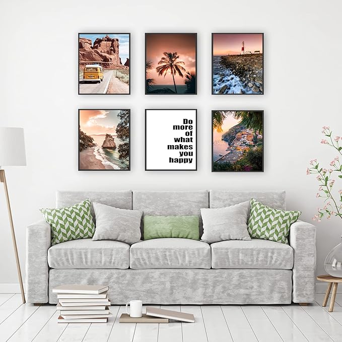 HoozGee Travel Wall Art Prints Seascape Palm Poster Wall Decor Nature Landscape City Coastal Road Scenery Pictures Canvas Photography Photos Home Bedroom Decor (8"x10" UNFRAMED)