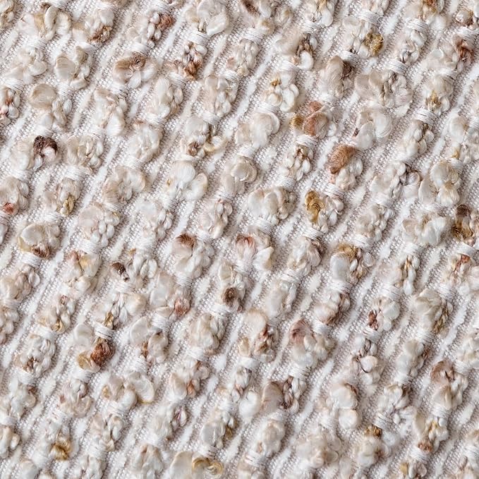 Striped Throw Pillow Covers 16x16 Set of 2 Beige Textured Boucle Chic Morden Boho Accent Farmhouse Square Decorative Couch Pillow Covers for Home Decor Bed Sofa Living Room