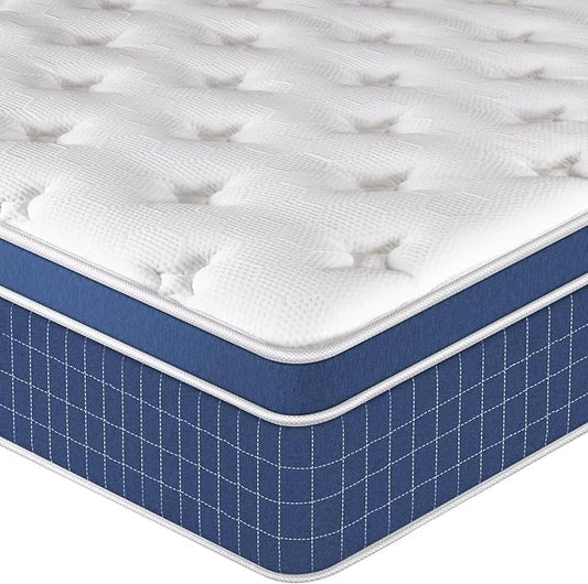 inight 10 Inch Twin Mattress, Twin Size Mattress Hybrid in a Box for Pressure Relief, Gel Memory Foam Medium Firm Mattress with Wrapped Pocket Springs for Pain Relief Comfort Sleep, 180 Night Trial