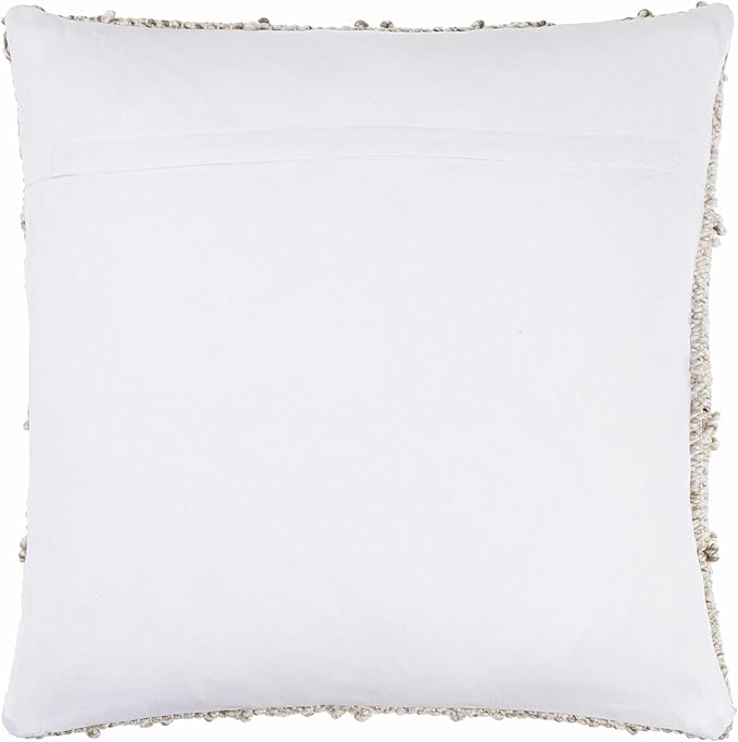 Hauteloom Rhian Decorative Throw Pillow Cover with Down Goose Feather Insert - Sofa Couch Cushion Cover - Cream