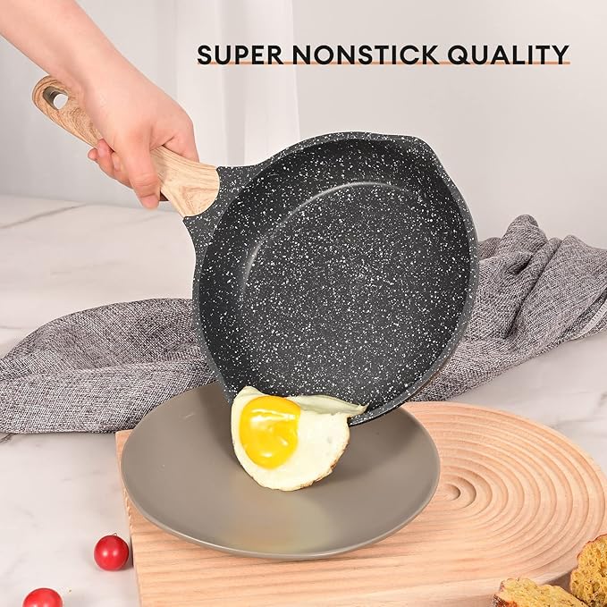 JEETEE Pots and Pans Set Non Stick 23pcs, Healthy Kitchen Cookware Sets, Induction Cooking Set W/Gray Frying Pans, Saucepans, Sauté & Griddle & Crepe Pan (PFOA, PFAS, PFOS Free)