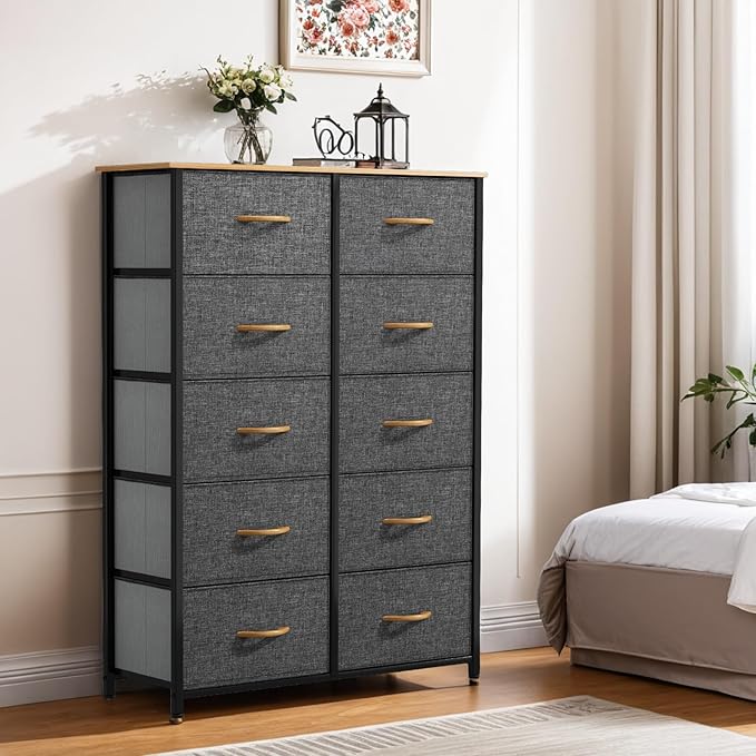 YITAHOME 10 Drawers Dresser, Fabric Dresser, Fabric Storage Tower, Organizer Unit for Bedroom, Living Room, Hallway, Closets