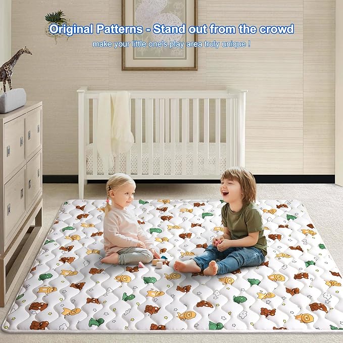 Lilyvibebearhappy Premium Foam Baby Play Mat 79" X 71", Extra Large Soft Thicker Activity Playmats for Babies, Toddlers, Infants, Play & Tummy Time, Foldable & Machine Washable Baby Crawling Mat
