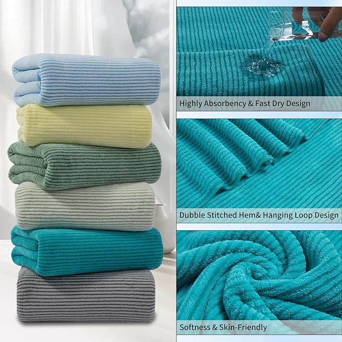 4 Piece Bath Towel Set 35"x70"Oversized Bath Towel for Bathroom Ultra Soft Fluffy Extra Large Bath Sheet Luxury Premium Bathroom Towel Highly Absorbent Quick Dry Shower Towel for Hotel Spa,Turquoise