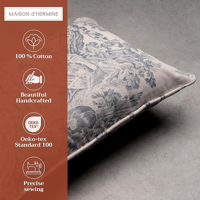 Maison d' Hermine Decorative Pillow Covers 12x20 Inch Rectangle 100% Cotton Throw Pillow Covers with Invisible Zipper for Living Room Couch, Chair, Sofas, Bedroom, Home (The Miller - Paloma Grey)