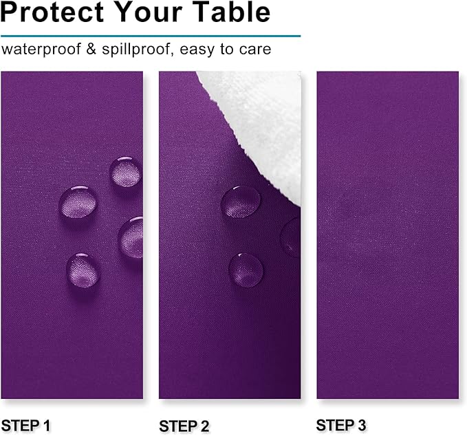 Hiasan Waterproof Tablecloth Rectangle - Washable Fabric Table Cloth for Dining Room Kitchen Birthday Party and Outdoor Use, Royal Purple, 70 x 90 Inch